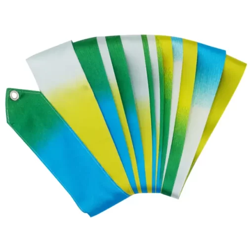 Meninės gimnastikos kaspinas 5m Blue Green White Yellow